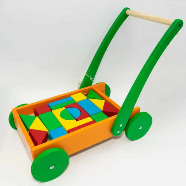 carrito caminador con bloques de madera