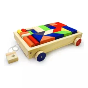 Carrito de arrastre de madera con bloques