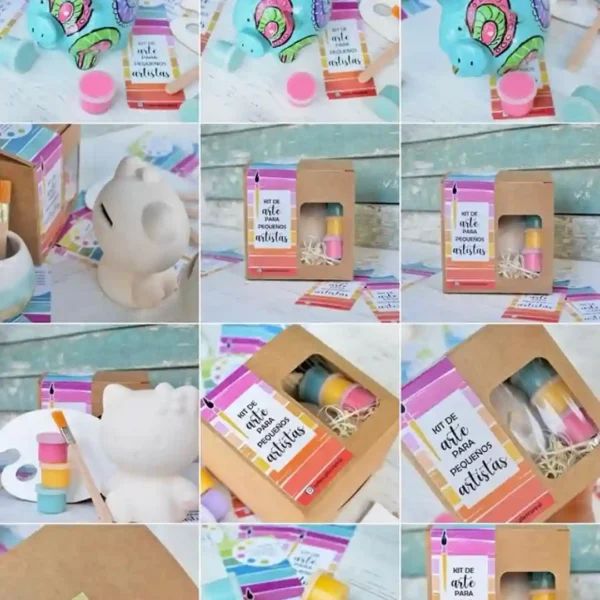 Kit de arte - Pintura en cerámica alcancía chanchito