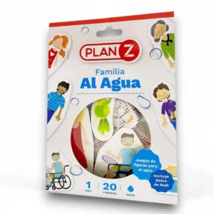 Familia al agua en bolsa de red para el baño