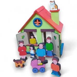 Casita con familia de madera