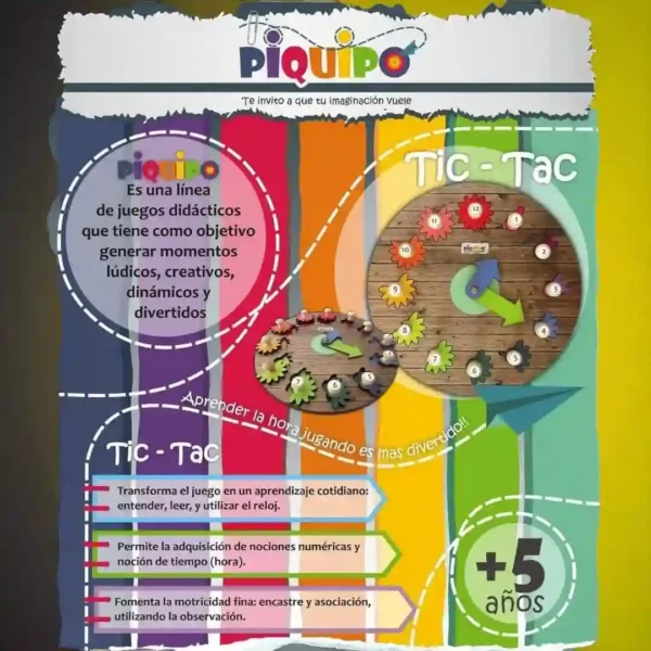 Tic Tac Reloj didáctico de encastre - Imagen 8